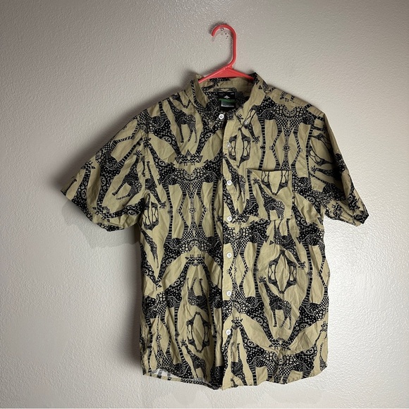 LRG Lifted Research Group Shirt Giraffe Vintage Button Up Size Medium - Picture 1 of 6
